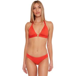 Trina Turk Tab Side Hipster Bikini Bottom, Cheeky Coverage, Swimwear Separates for Women(Monaco (Flame))