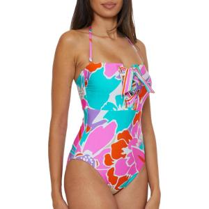 Trina Turk Women’s Amalfi Bandeau One Piece Swimsuit, Adjustable, Bathing Suits(Multicolor)