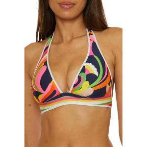 Trina Turk Womens Anniversary Stripe Halter Bikini Top, Adjustable, Tie Back, Swimwear Separates for Women(Multicolor)