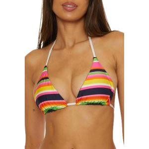 Trina Turk Women’s Anniversary Stripe Reversible Triangle Bikini Top, Adjustable, Tie Back, Swimwear Separates(Multicolor)