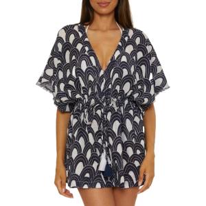 Trina Turk Women’s Arches Pocket Tunic Dress, V-Neck, Casual, Beach Cover Ups(Ink)