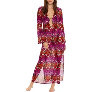Trina Turk Womens Echo Mesh Maxi Dress, Casual, Loose Long Sleeve, Beach Cover Ups for WomenSwimwear Cover Up(Multicolor)