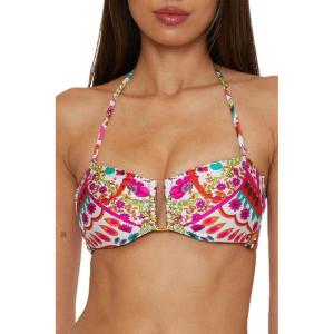 Trina Turk Women’s Hawaiian Garden Bandeau Bikini Top, Floral Print, Adjustable, Tie Back, Swimwear Separates(Multicolor)