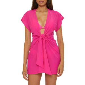 Trina Turk Womens Indio Tie Front Dress, Casual, Sheer, Beach Cover Ups for Women(Love All Pink)