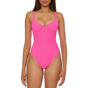 Trina Turk Women’s Indio Underwire One Piece Swimsuit, Adjustable, Bathing Suits(Love All Pink)