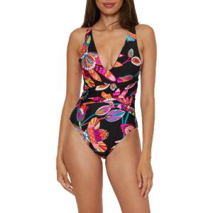 Trina Turk Womens Luminary One Piece Swimsuit, Floral Print, Adjustable, Bathing Suits for Women(Multicolor)