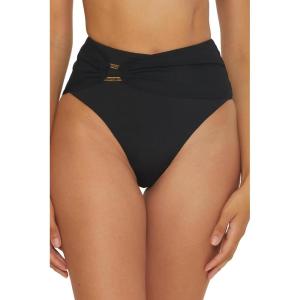 Trina Turk Womens Monaco High Waisted Bikini Bottom, Cheeky Coverage, Swimwear Separates for Women(Black)