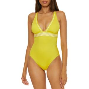 Trina Turk Women’s Monaco One Piece Swimsuit, Plunge Neck, Bathing Suits(Desert Sun)