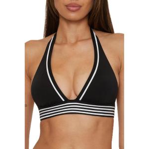 Trina Turk Womens Monaco Pleated Halter Bikini Top, Adjustable, Tie Back, Swimwear Separates for Women(Black White)