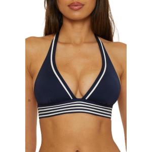 Trina Turk Womens Monaco Pleated Halter Bikini Top, Adjustable, Tie Back, Swimwear Separates for Women(Ink)