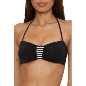 Trina Turk Women’s Monaco Tab Bandeau Bikini Top, Adjustable, Tie Back, Swimwear Separates(Black White)