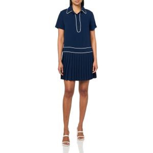 Trina Turk Women’s Pleated Collared Dress(Ink/Whitewash)
