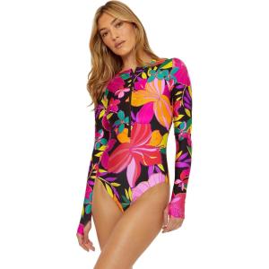 Trina Turk Women’s Solar Floral Paddle One Piece Swimsuit, Rash Guard, Uv Protection, Zip Front, Long Sleeve, Bathing Suits(Multicolor)