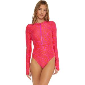 Trina Turk Womens Trellis Paddle One Piece Swimsuit, Rash Guard, Uv Protection, Zip Front, Long Sleeve, Bathing Suits for Women