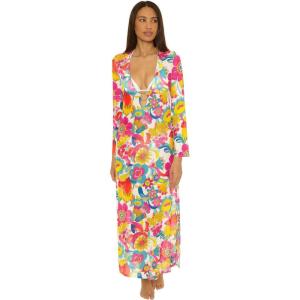 Trina Turk womens Fontaine Mesh Maxi Ring Dress, V-neck, Casual, Beach Cover Ups for Women(Fontaine)