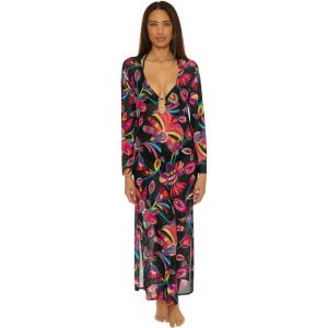 Trina Turk womens Fontaine Mesh Maxi Ring Dress, V-neck, Casual, Beach Cover Ups for Women(Luminary)