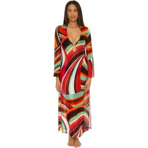 Trina Turk womens Fontaine Mesh Maxi Ring Dress, V-neck, Casual, Beach Cover Ups for Women(Swoop)