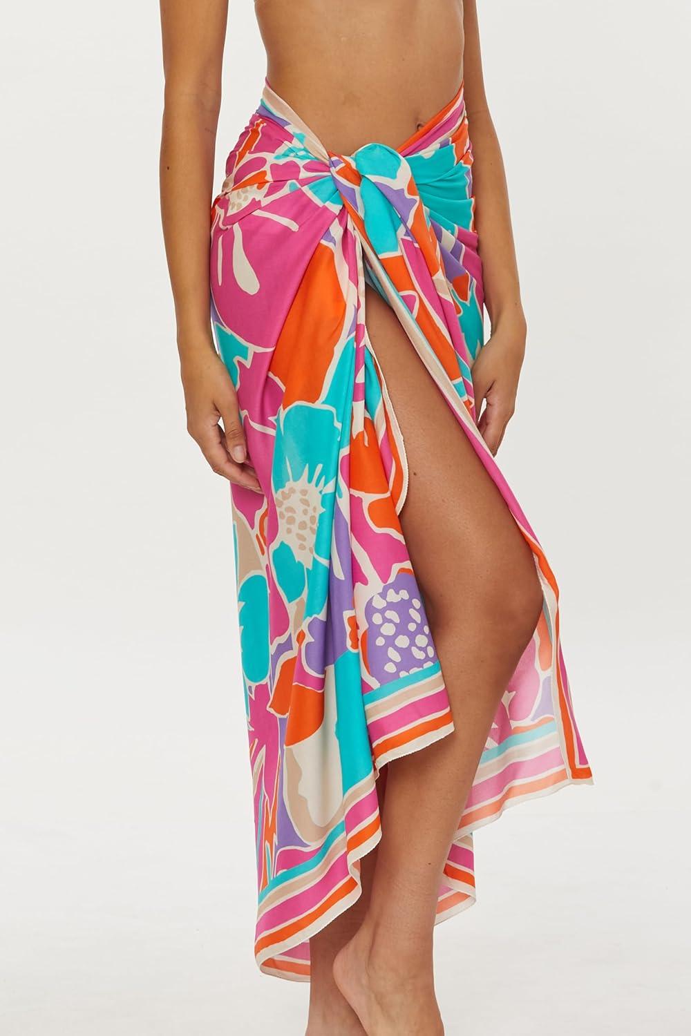 imageTrina Turk Womens Pareo Sarong Casual Beach Cover Ups for WomenAmalfi Multicolor