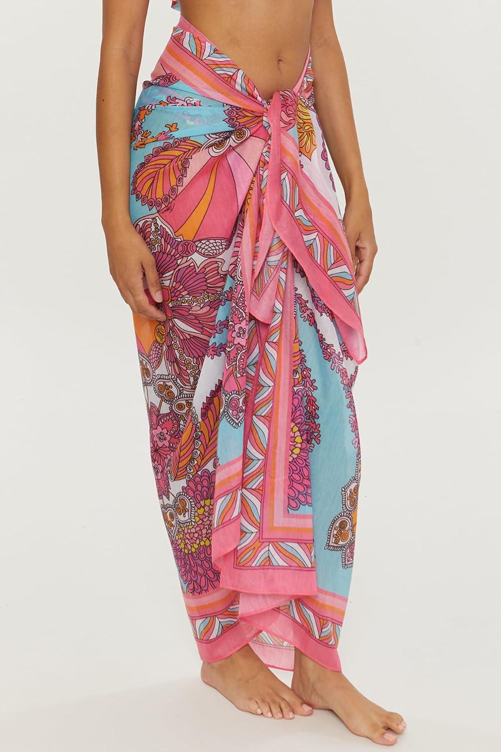 imageTrina Turk Womens Pareo Sarong Casual Beach Cover Ups for WomenMeilani Multicolor