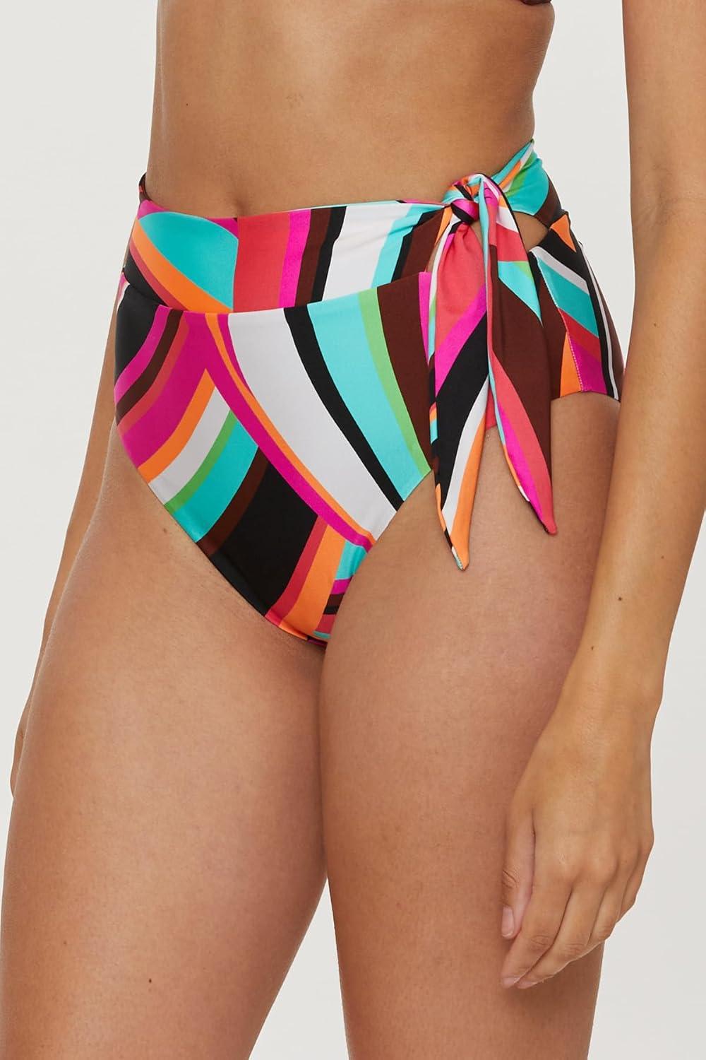 imageTrina Turk Womens Swoop Sash Tie High Waisted Bikini Bottom Cheeky Coverage Swimwear Separates
