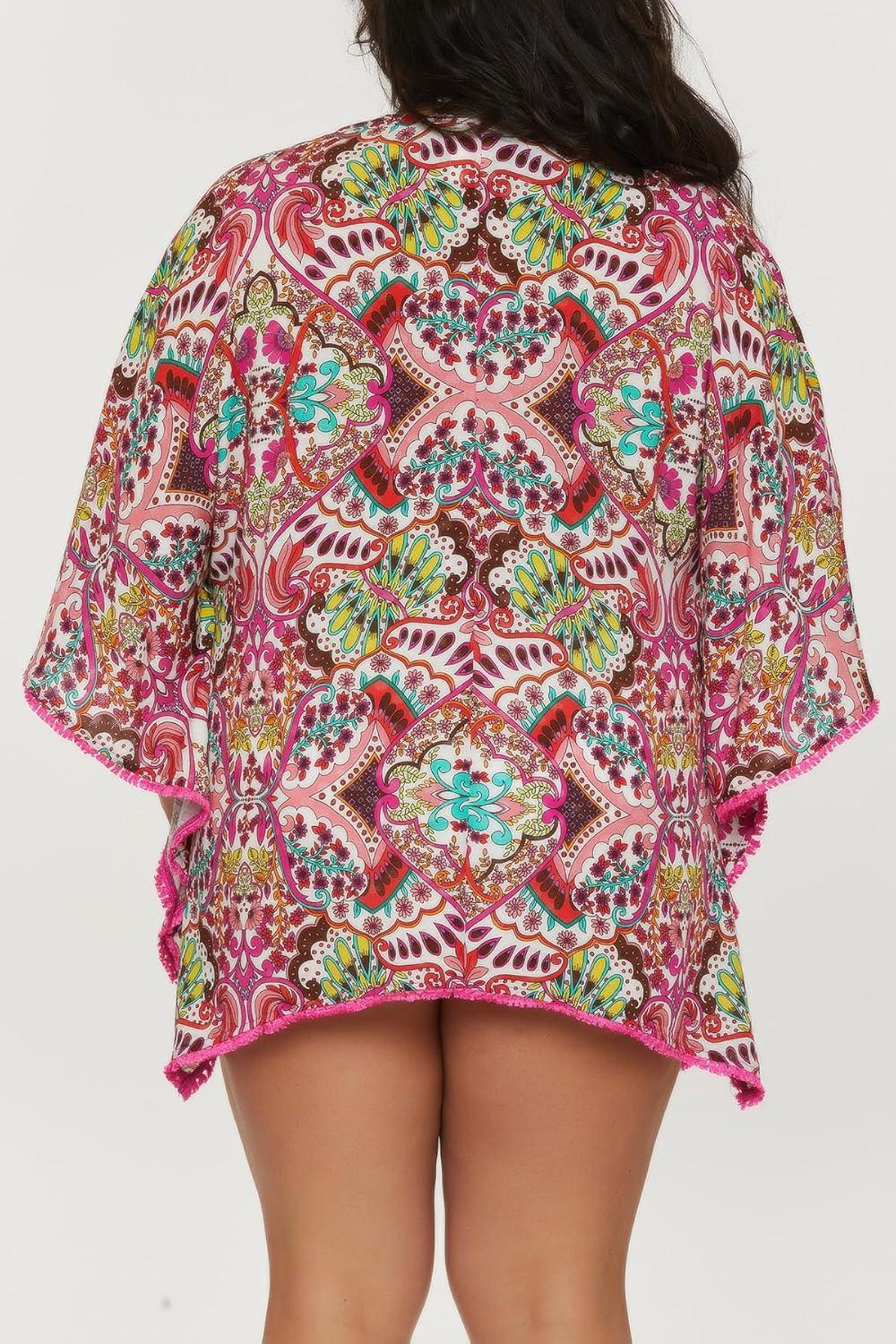 imageTrina Turk womens Open Front Tunic Casual Beach Cover Ups for WomenHawaiian Garden Multicolor