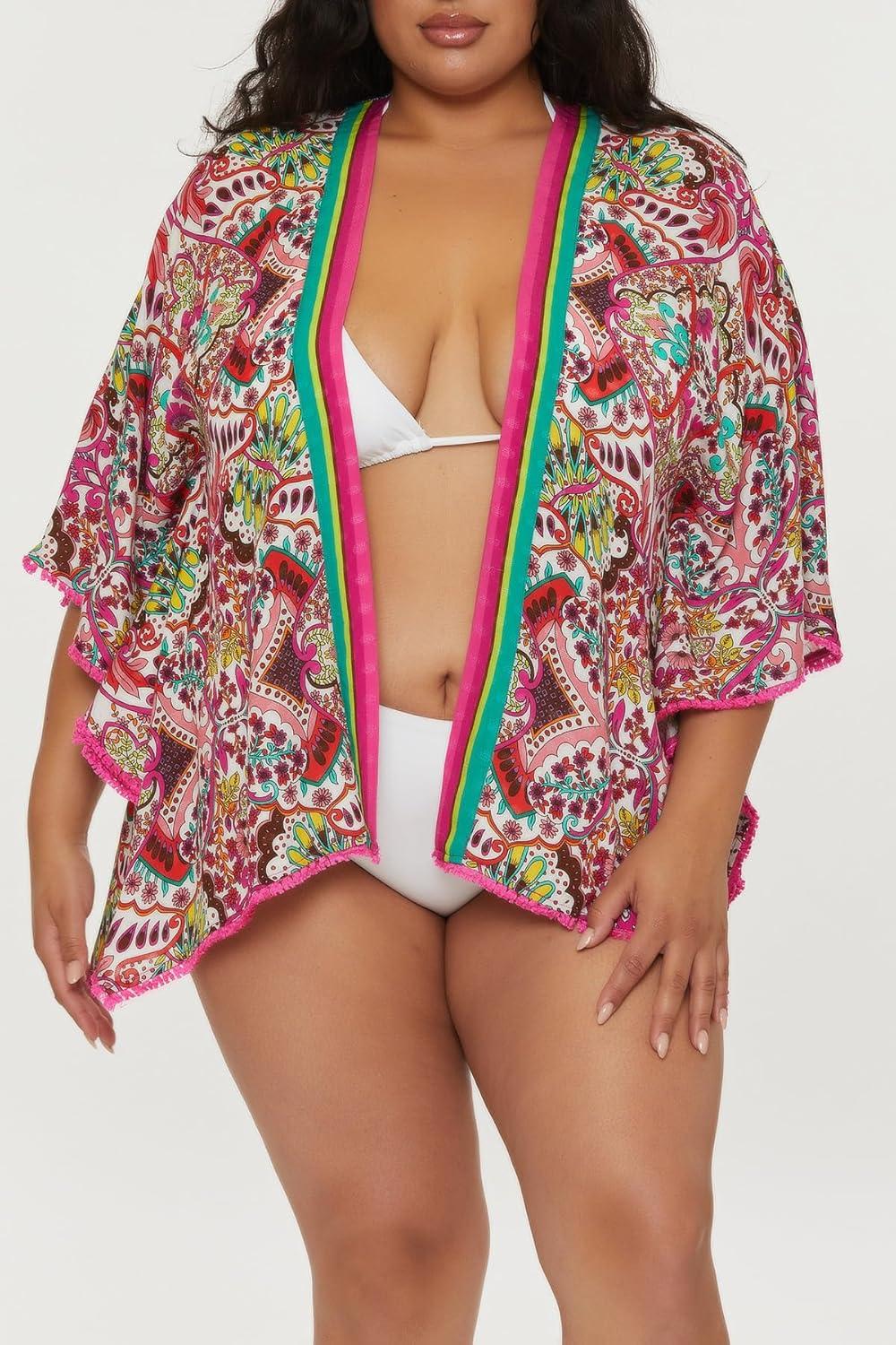 imageTrina Turk womens Open Front Tunic Casual Beach Cover Ups for WomenHawaiian Garden Multicolor