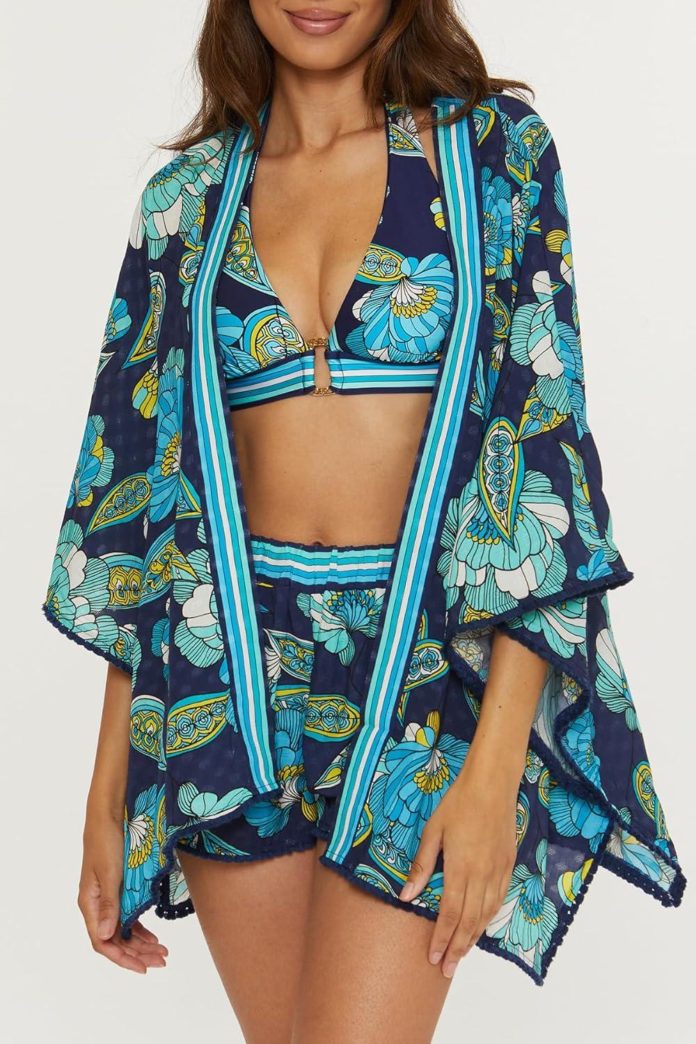 imageTrina Turk womens Open Front Tunic Casual Beach Cover Ups for WomenPirouette Multicolor