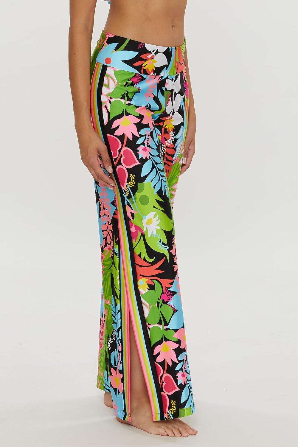 imageTrina Turk womens Swim Pants Casual Wide Leg Beach Cover Ups for WomenTiki Border Multicolor