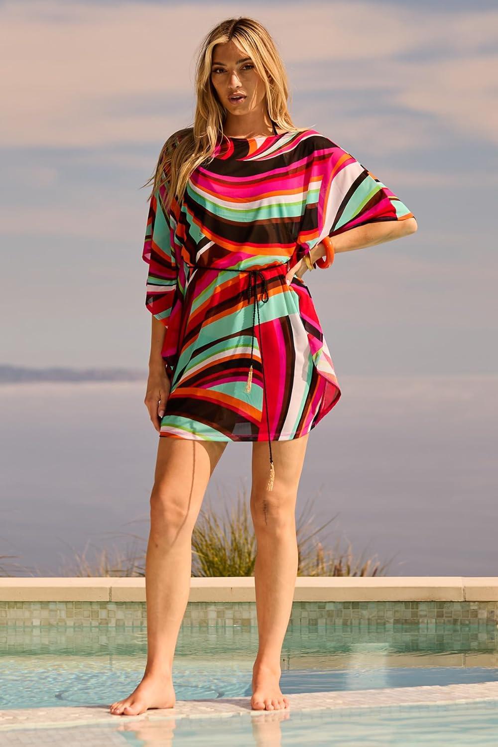 imageTrina Turk womens Swoop Belted Caftan Casual Beach Cover Ups for WomenMulticolor