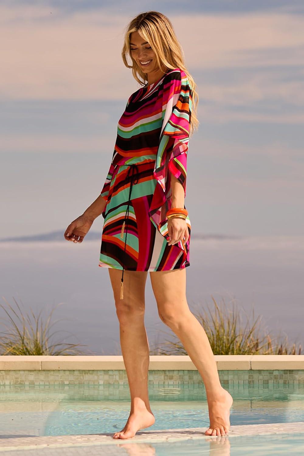 imageTrina Turk womens Swoop Belted Caftan Casual Beach Cover Ups for WomenMulticolor