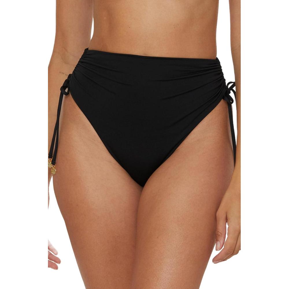 imageTrina Monaco High Waisted Bikini Bottom Cheeky Coverage Swimwear Separates for WomenBlack
