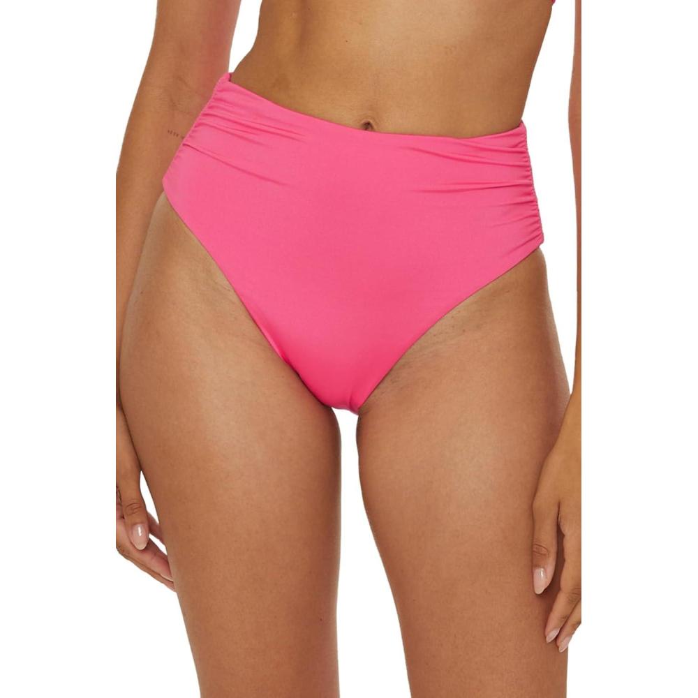 imageTrina Monaco High Waisted Bikini Bottom Cheeky Coverage Swimwear Separates for WomenPoint Pink