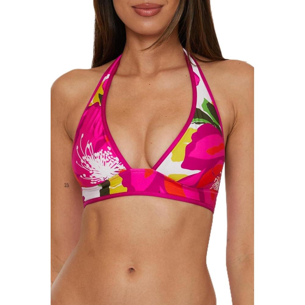 imageTrina Turk Womens Bloom Reversible Bikini Top Floral Print Adjustable Tie Back Swimwear Separates for WomenMulticolor