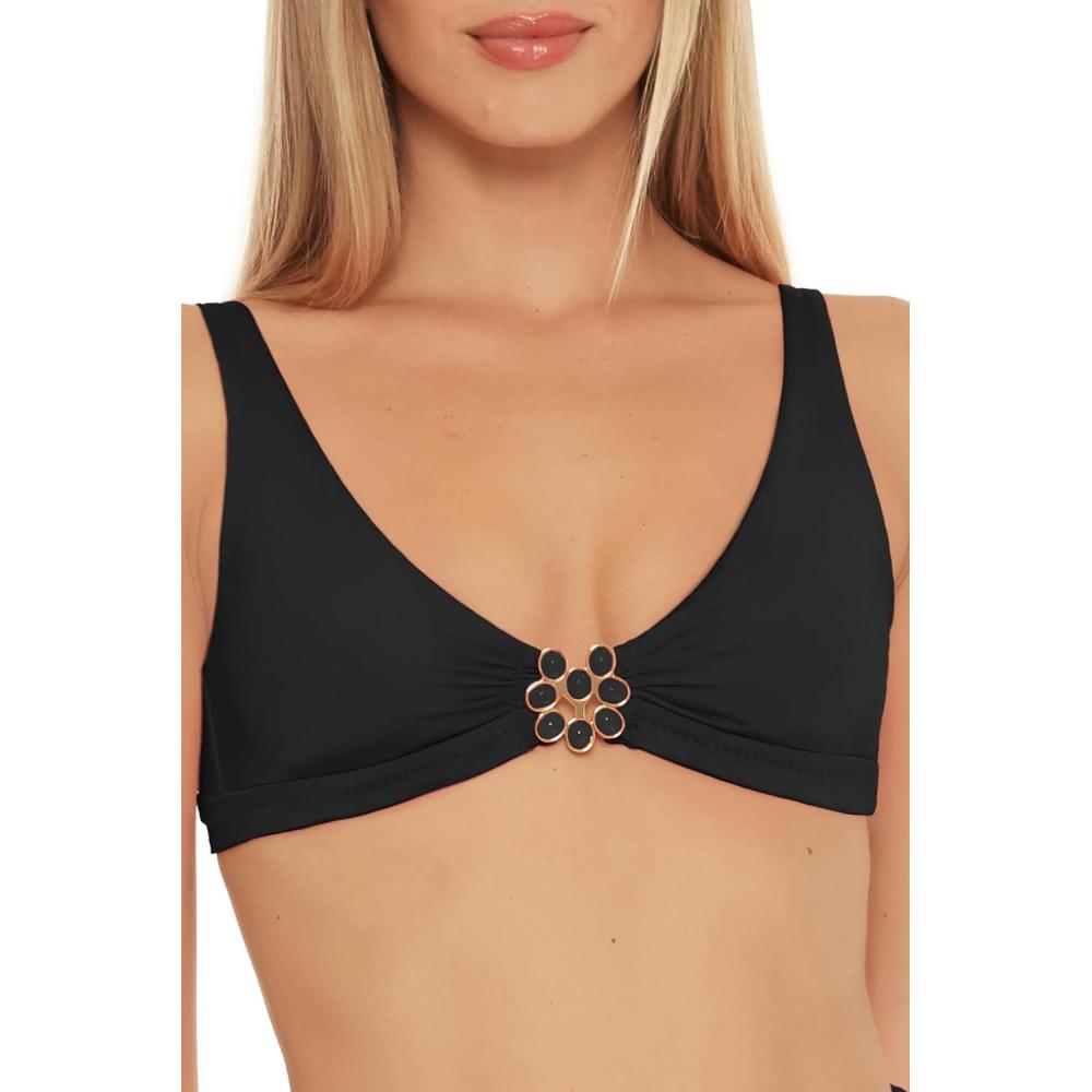imageTrina Turk Womens Monaco Halter Bikini Top Adjustable Tie Back Swimwear Separates for WomenBlack