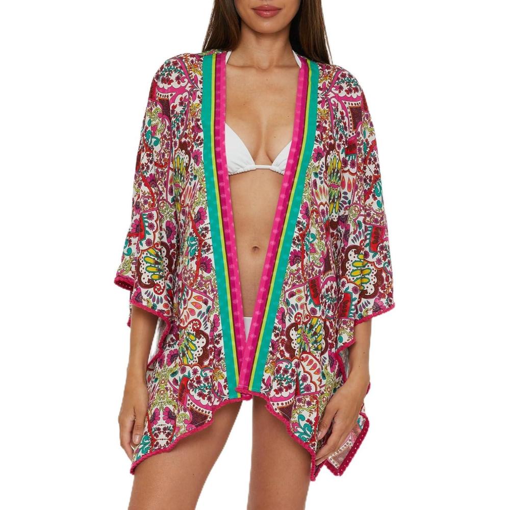 imageTrina Turk womens Open Front Tunic Casual Beach Cover Ups for WomenHawaiian Garden Multicolor