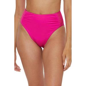 Trina Monaco High Waisted Bikini Bottom, Cheeky Coverage, Swimwear Separates for Women(Pink Parade)