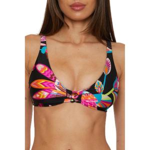 Trina Turk Women’s Luminary Knot Halter Bikini Top, Floral Print, Adjustable, Tie Back, Swimwear Separates(Multicolor)