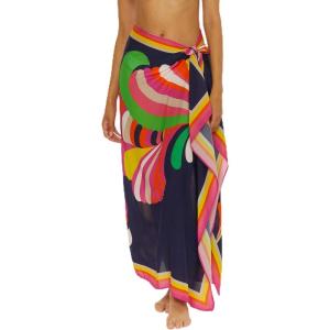 Trina Turk Womens Pareo Sarong, Casual, Beach Cover Ups for Women(Anniversary Stripe (Multicolor))