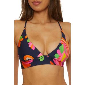 Trina Turk Womens Poolside Halter Bikini Top, Floral Print, Adjustable, Tie Back, Swimwear Separates for Women(Multicolor)