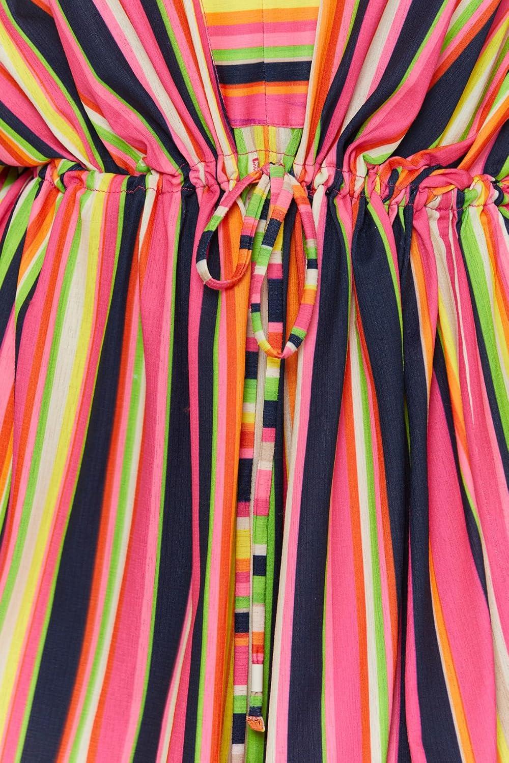 imageTrina Turk womens Anniversary Stripe Tunic Plunge Vneck Casual Beach Cover Ups for Women