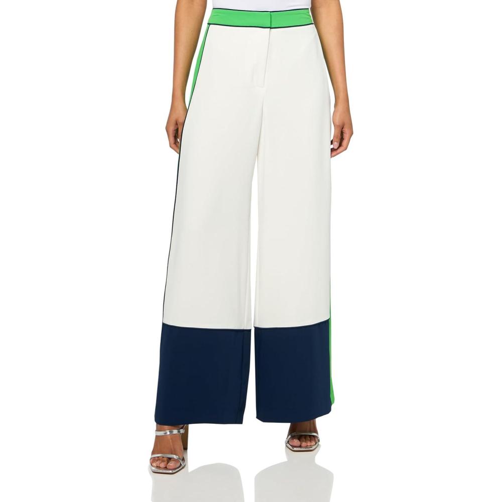 imageTrina Turk Womens Drapey Wide Leg PantWhitewashMulti