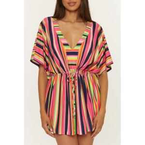 Trina Turk womens Anniversary Stripe Tunic, Plunge V-neck, Casual, Beach Cover Ups for Women