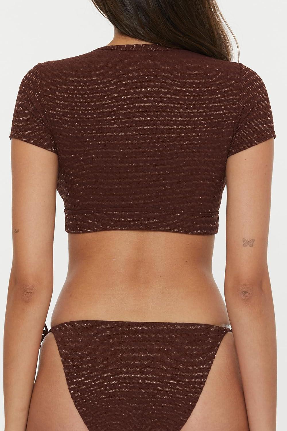 imageTrina Turk Glimmer Crop Tee Adjustable Tie Front Beach Cover Ups for Women