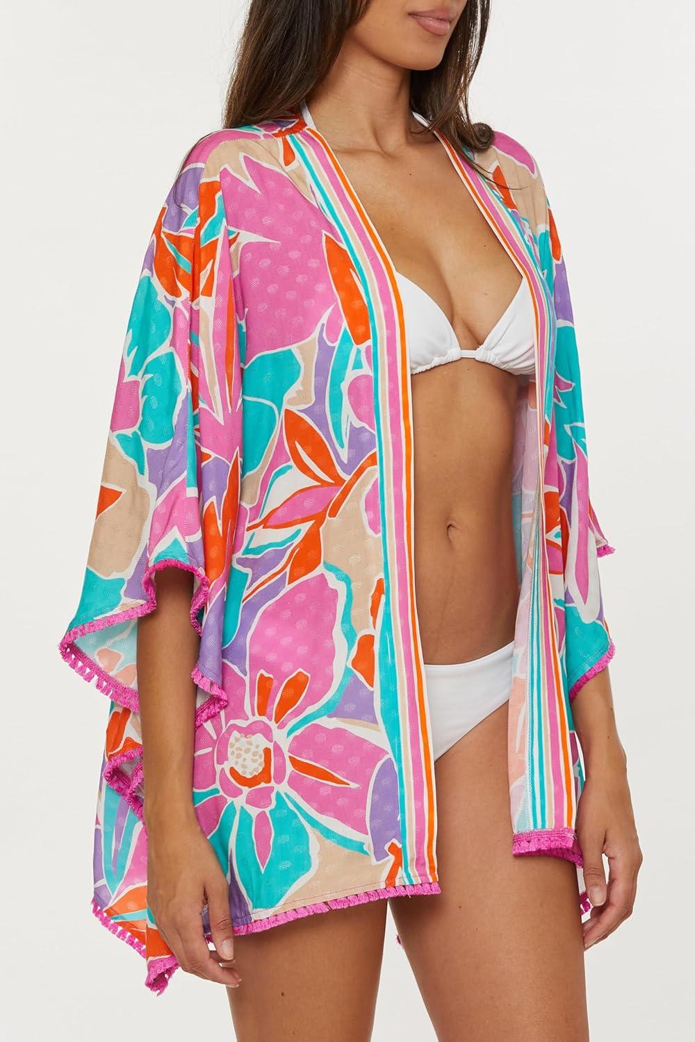 imageTrina Turk Womens Standard Amalfi Border Tunic Casual Beach Cover Ups Multicolor