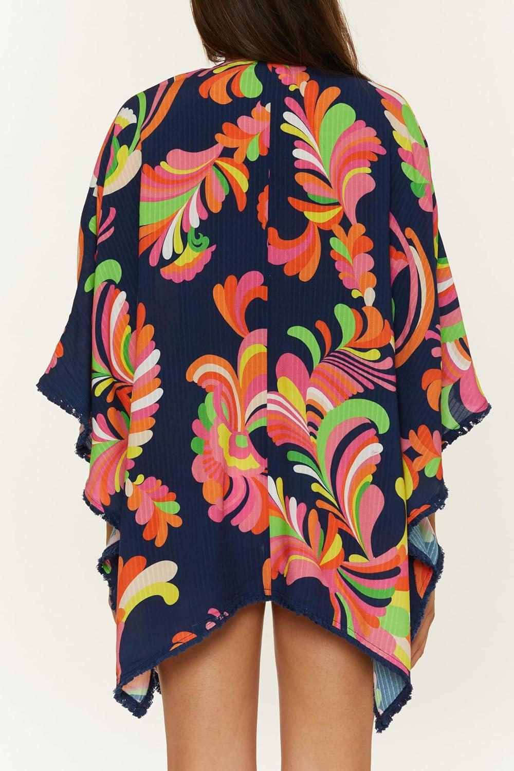 imageTrina Turk Womens Standard Poolside Swirl Tunic Casual Floral Print Beach Cover Ups Multicolor
