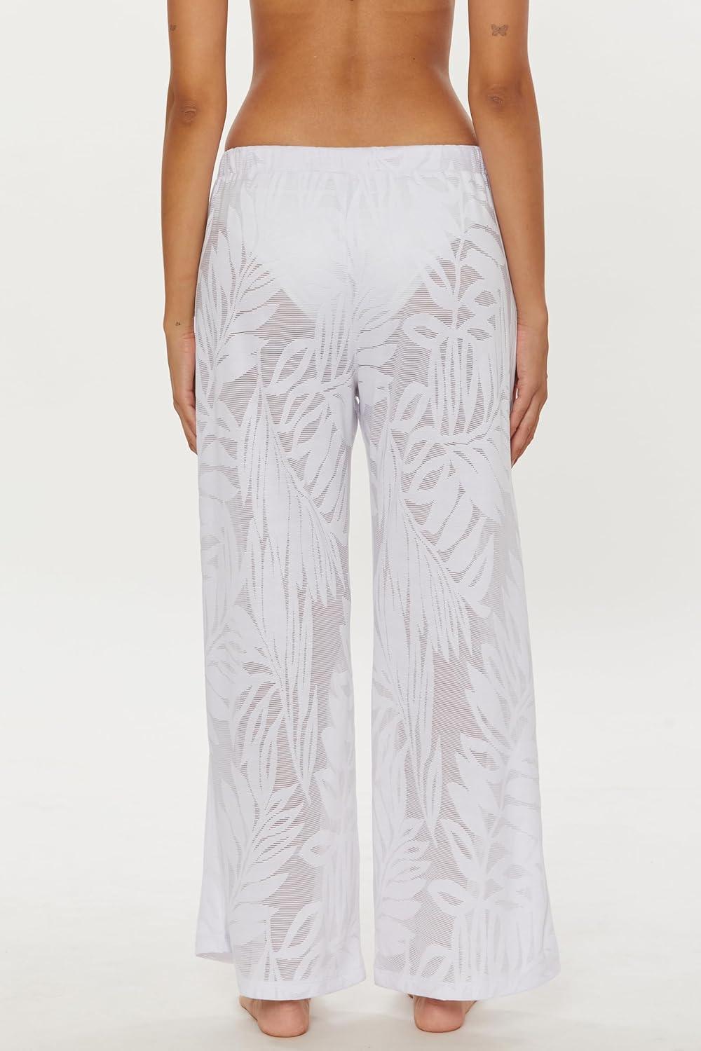 imageTrina Turk womens Catamaran Sheer Pants Casual Wide Leg Beach Cover Ups for WomenWhite