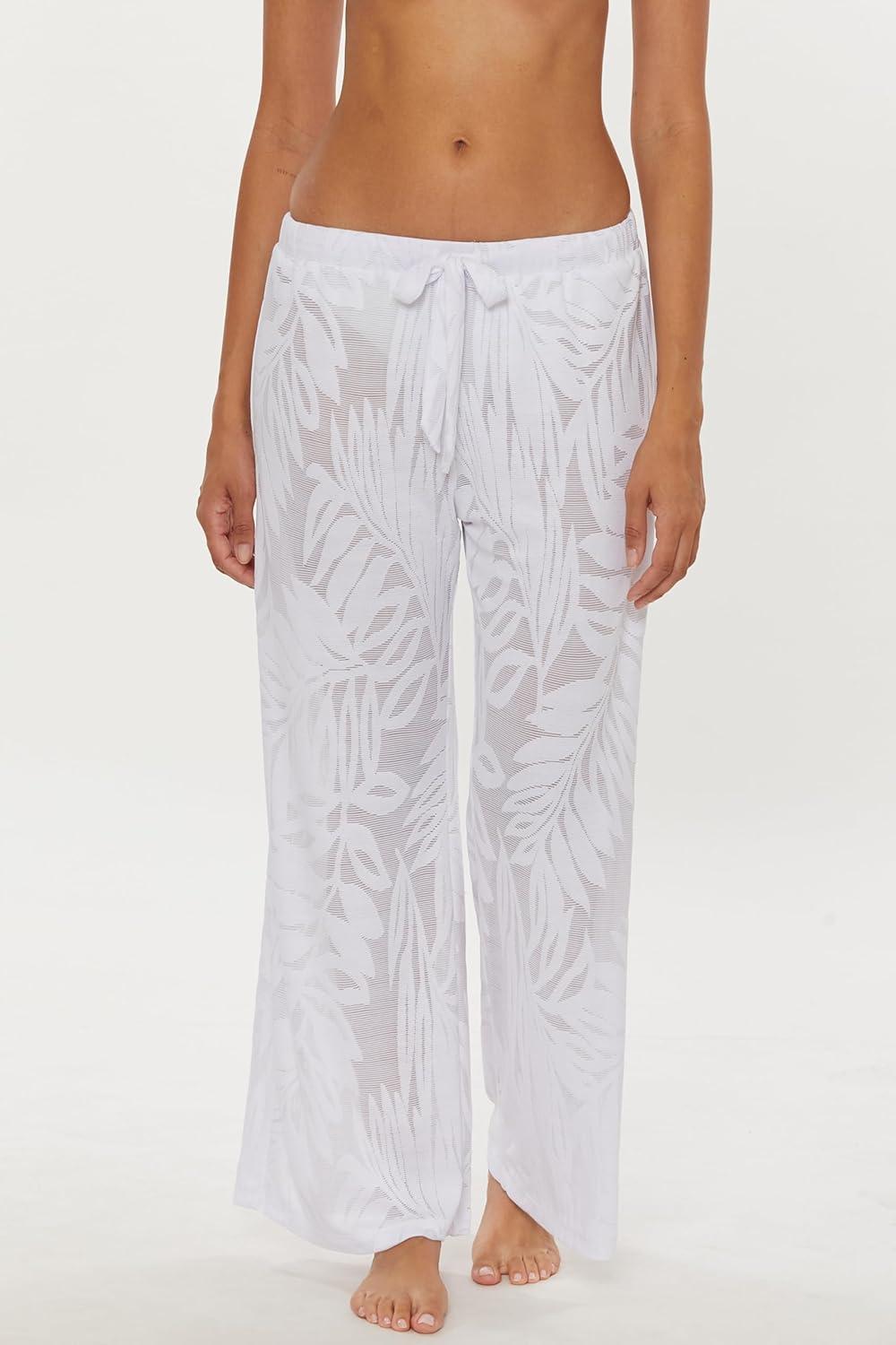 imageTrina Turk womens Catamaran Sheer Pants Casual Wide Leg Beach Cover Ups for WomenWhite
