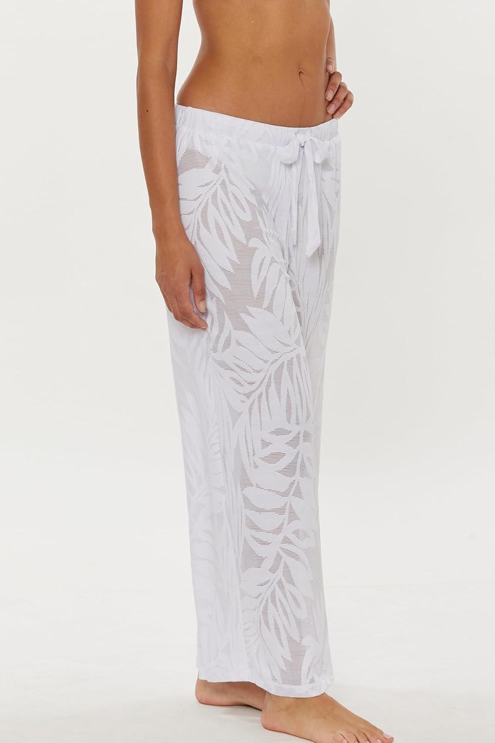 imageTrina Turk womens Catamaran Sheer Pants Casual Wide Leg Beach Cover Ups for WomenWhite