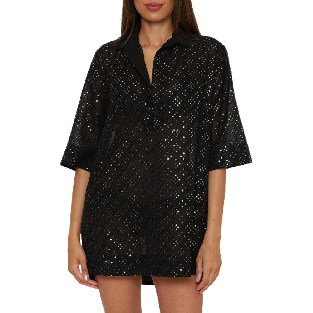 imageTrina Turk Mazarine Tunic Casual Beach Cover Ups for WomenBlack
