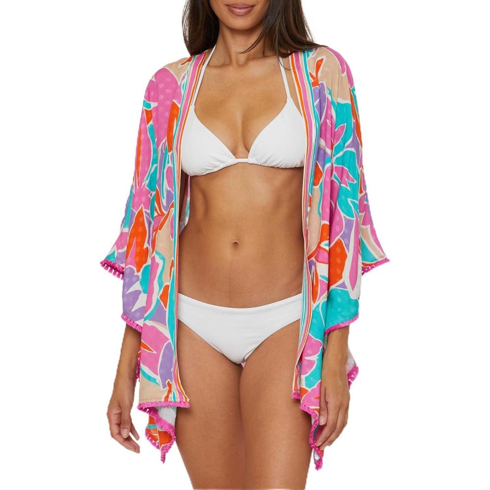 imageTrina Turk Womens Standard Amalfi Border Tunic Casual Beach Cover Ups Multicolor
